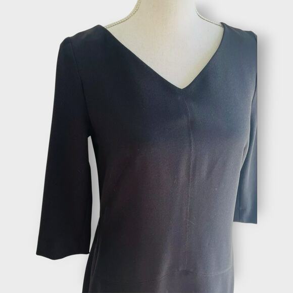 MM Lafleur Alexandra Dress V Neck A Line Black 3/4 Sleeve Stretch Knee Length 8 - Picture 3 of 10